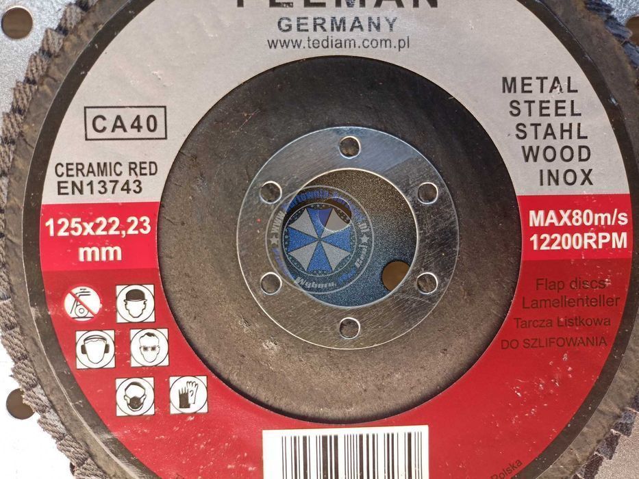 100 szuk Tarcza Listkowa Ceramiczna 125mm P40 FELMAN Ceramic RED lamelka tarcza listkowa 125 tarcza lamelkowa 125  tarcza listkowa do drewna