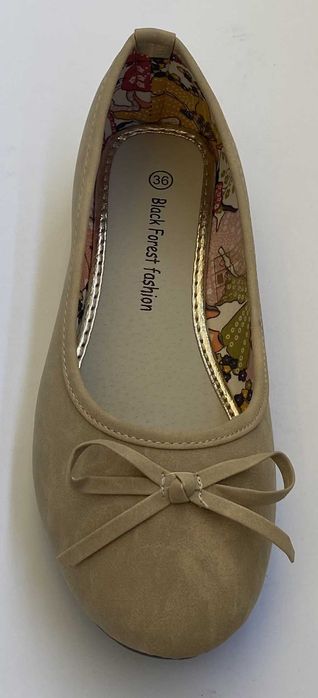 Beżowe gładkie baleriny z kokardą rozmiar 36