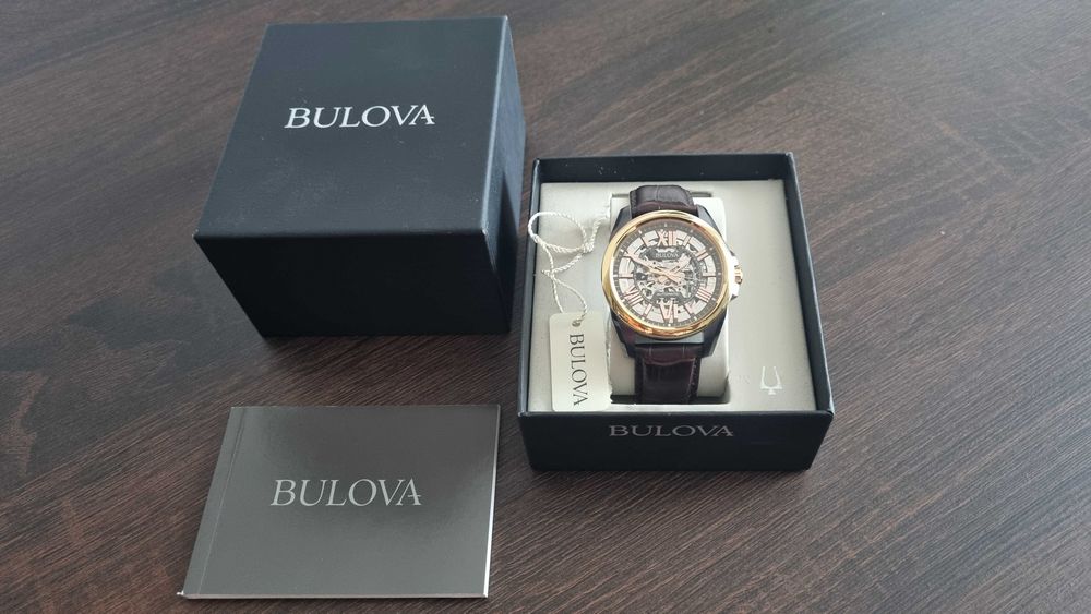 Zegarek Bulova automatyczny złoty brązowy pasek oryginalny