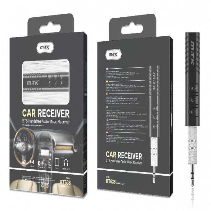 Złącze RT638 3,5 mm z odbiornikiem Bluetooth do samochodów/iPhone'a/iPada/słuchawek, czarne