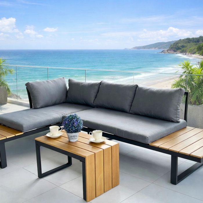 Zestaw mebli narożnik ogrodowy aluminiowy uniwersalny