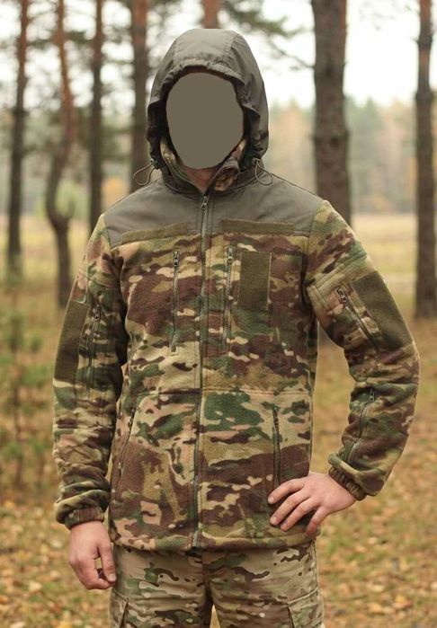 Флисовая кофта военная с капюшоном (340г/м) multicam кайот
