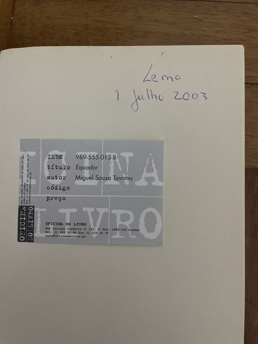Livro: Equador de Miguel Sousa Tavares