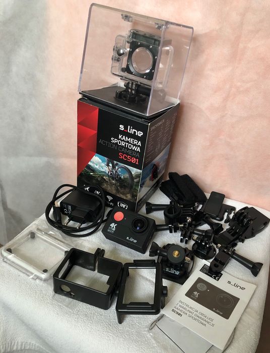 Kamera sportowa SC501 Action Camera S-LINE/Kamerka wideorejestrator samochodowy wraz z akcesoriami