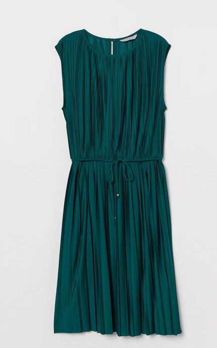 Зелена сукня плісе, плісирована сукня, плаття H&M, M/L