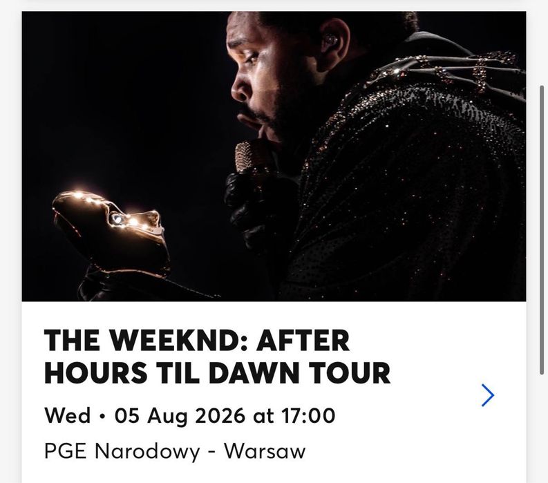 Продам квиток на концерт The Weeknd у Варшаві 05.08.2026