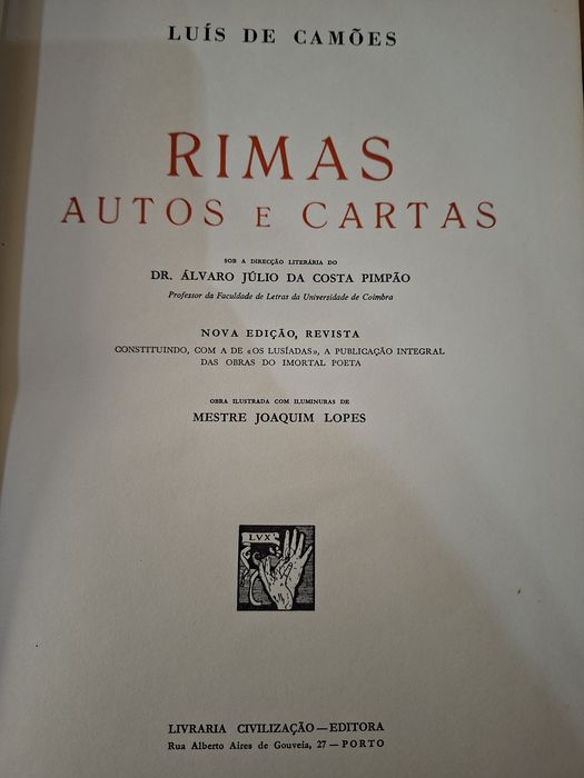 Rimas, Autos e Cartas " Luis de Camões "