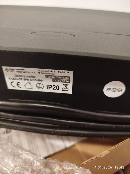 Gniazdo Nablatowe Wpuszczane Chowane w Blat USB USB-C Klikane 230V