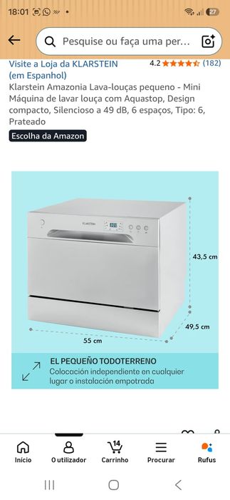 Máquina de lavar louça Klarstein Amazonia – 6 serviços |