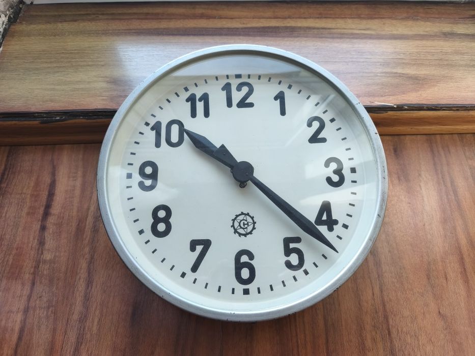 Zegar dworcowy kolejowy Pragotron Chronotechna PJ30, oryginał z 1950!