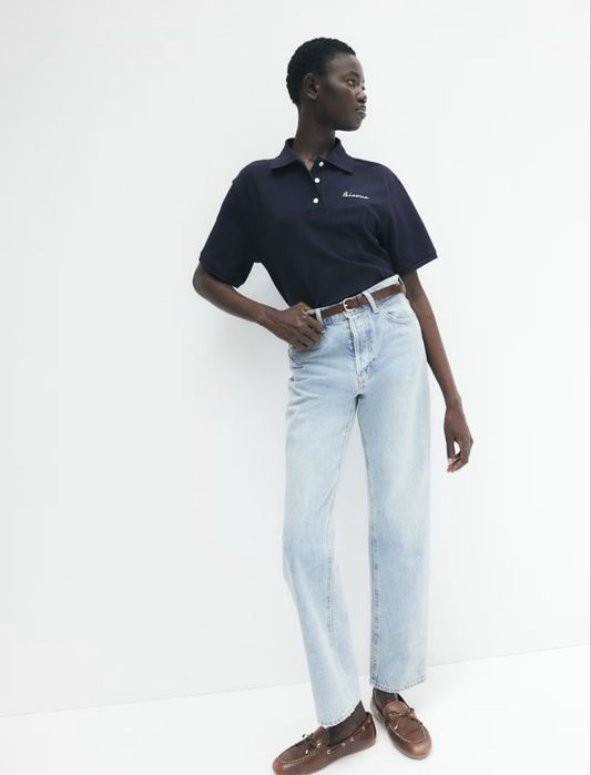 Футболка-поло H&M темно-синя miu miu