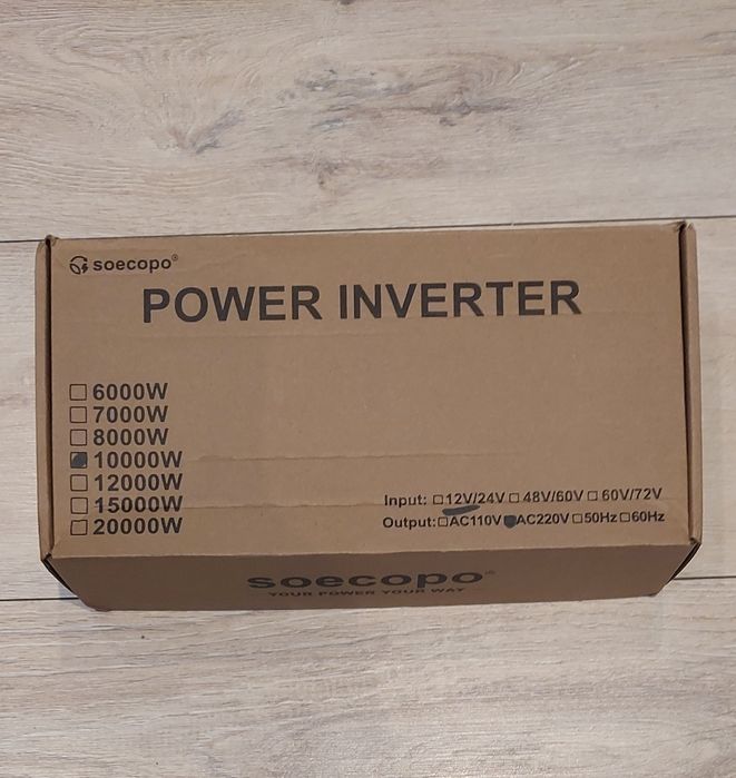 Przetwornica Czysty Sinus SOECOPO 10000W 12V/24V do 230V AC - Nowa