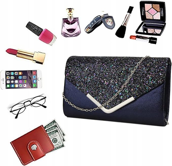 LA HUATE Damska kopertówka wieczorowa 2 łańcuszki torba na ramię