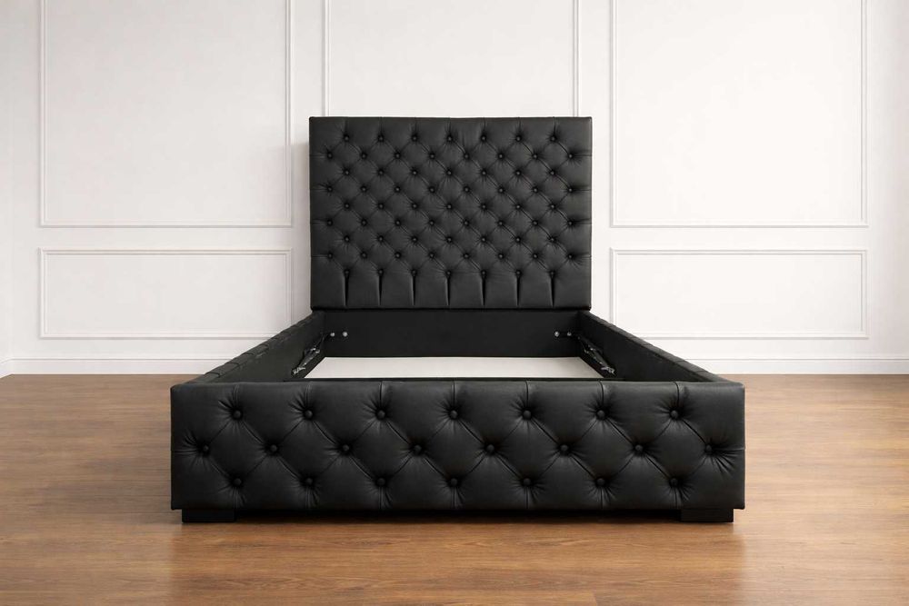 Łóżko pikowane skórzane Classic Chesterfield