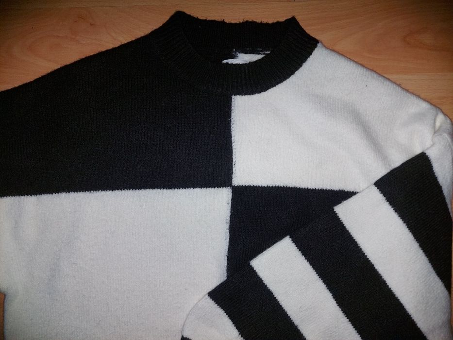 Sinsay | sweter | czarno-biały | biało-czarny | oversize | zimowy