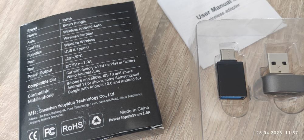 Bezprzewodowy Android Auto Carplay USB XUDA