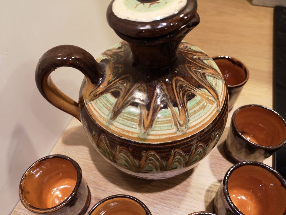 Karafka z sześcioma kieliszkami, art Deco