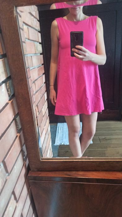 Bawełniana sukienka mini fuksja