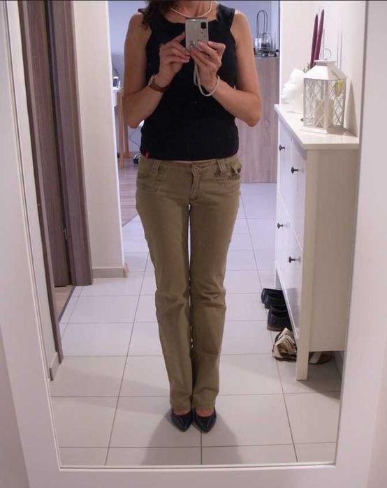 Spodnie jeansowe khaki biodrówki 36 S