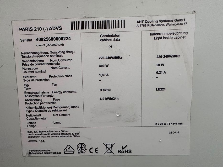 Zamrażarka Aht Paris 210 cm . 700l . witryna mrożnicza