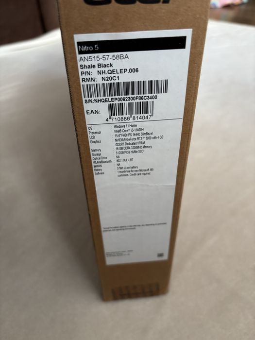 Acer Nitro 5 AN515-57 i5-11400H RTX 16Gb RAM SSD Laptop do gier