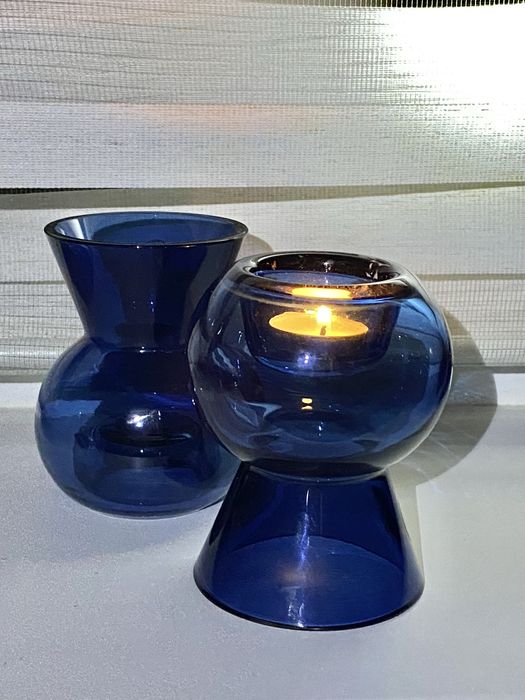 Ваза-подсвечник, цветное стекло