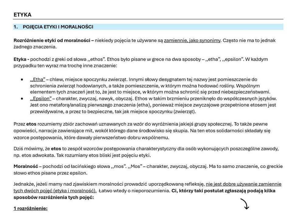 Notatki - etyka zawodów prawniczych (WPIA UŁ i nie tylko)