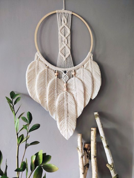 Łapacz Snów Dreamcatcher puszysty Rustykalny dom Makrama