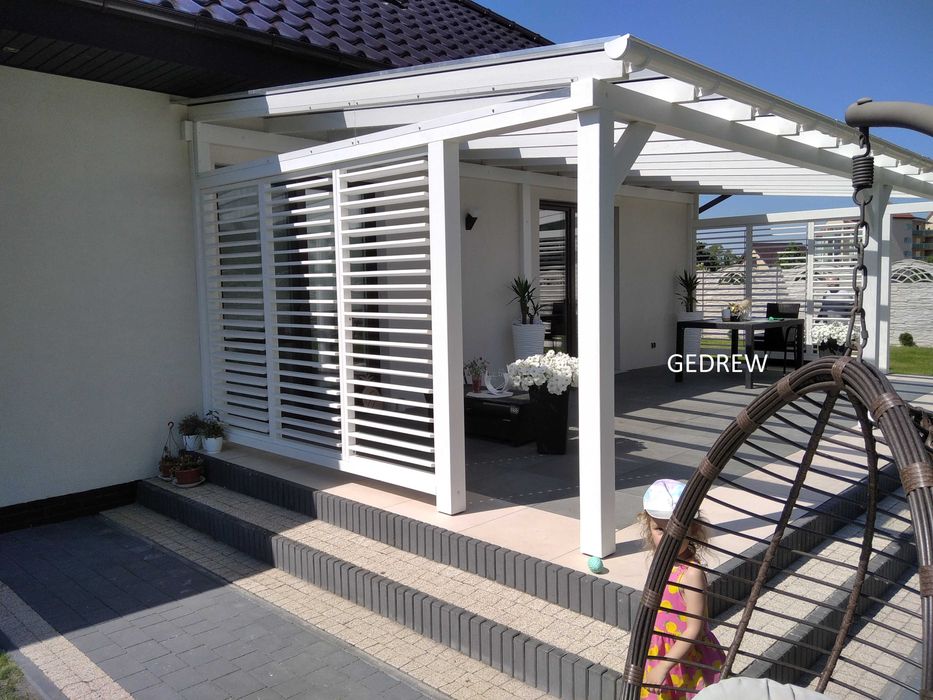 zadaszenie nad tarasem zadaszenie poliweglan lity komorowy 7,2x4,3m