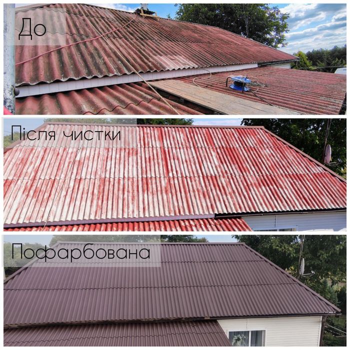 Фарбування дахів, чистка дахів, фарбування фасадів, дерева та металу