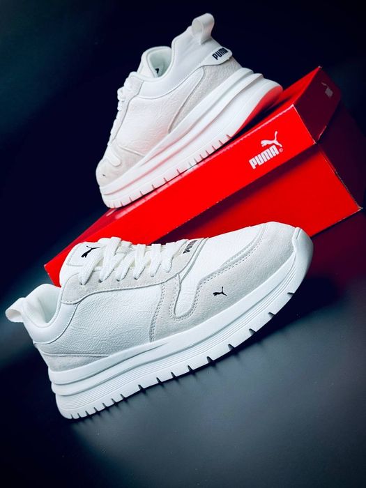 Puma шкіряні чоловічі кросівки білі для повсякденного носіння