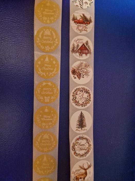 100 autocolantes de Natal redondos 2.5cm