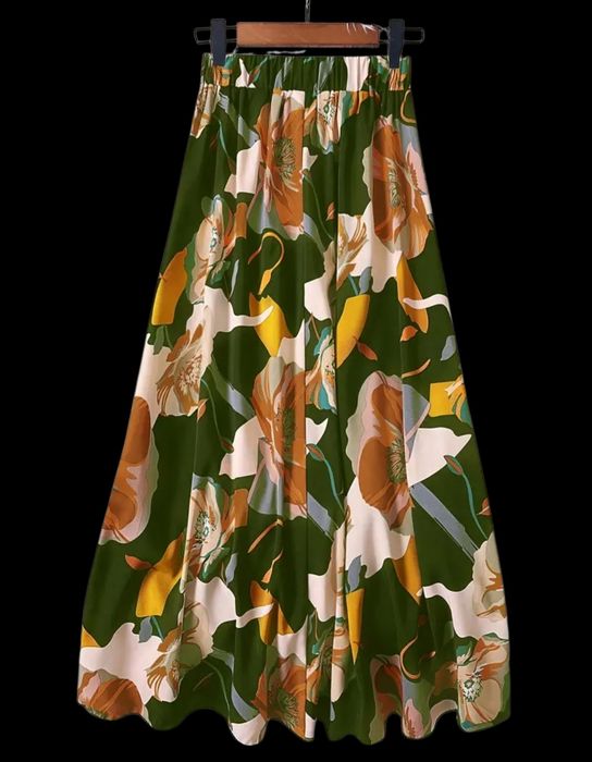 Piękna elegancka midi maxi spódnica na gumce wiosna do pracy itp