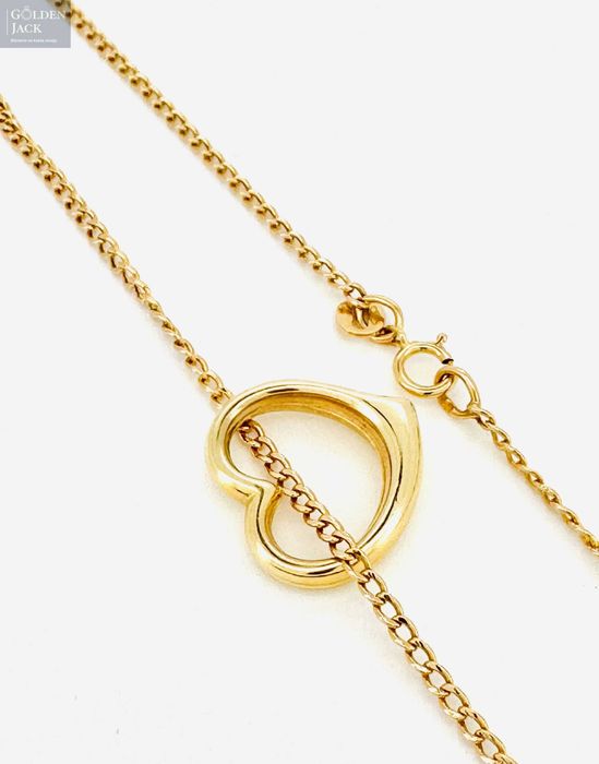 Złoty łańcuszek Pancerka naszyjnik z zawieszką Serce złoto p 585 2,64g