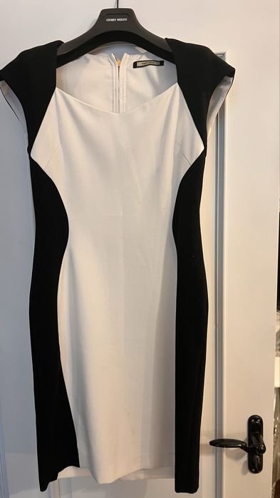 Кожаное платье Sisley, черно- белое Angelo Morani