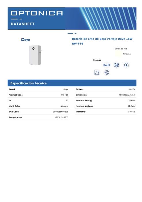 Bateria Deye 16kwh  Modelo SE F16