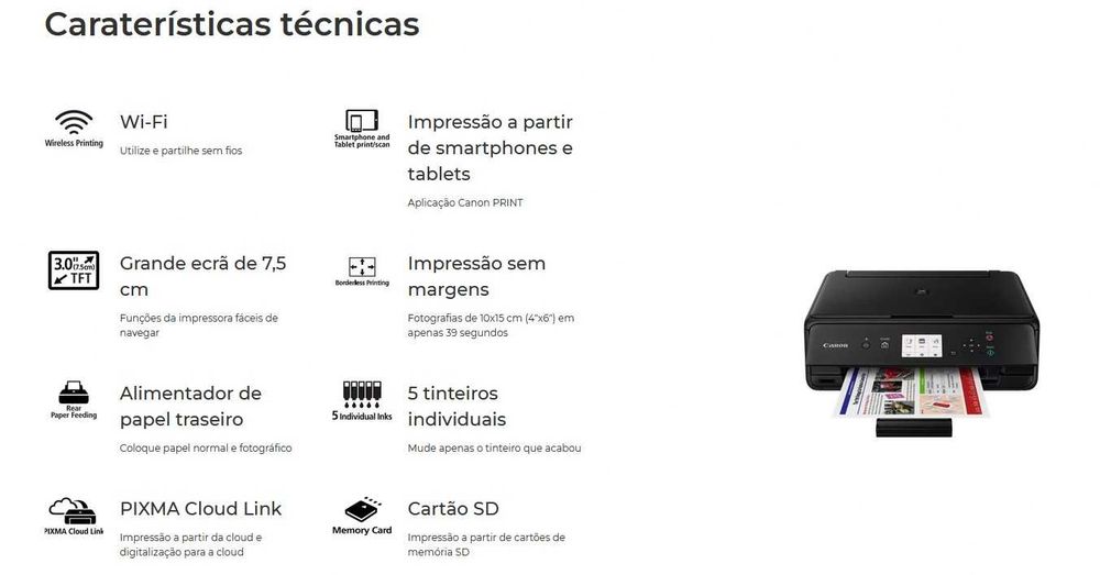 Impressora Multifunções Canon PIXMA TS5050 | All-in-One | Wireless