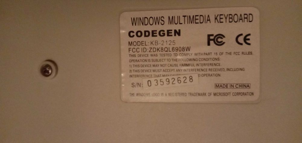 Клавіатура CODEGEN KB-2125 ретро PS2 мультимедійна робоча