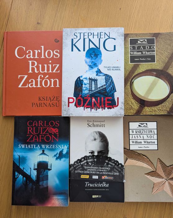 Zestaw 6 książek Zafon Stephen King Schmitt William Wharton