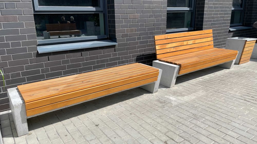 Ławka miejska, ławka betonowa, ławki parkowe, architektura miejska