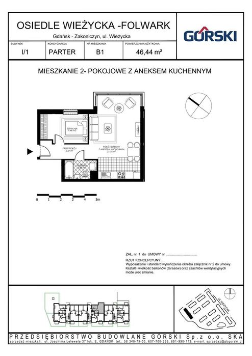 2-pokojowe mieszkanie 46m2 Bezpośrednio