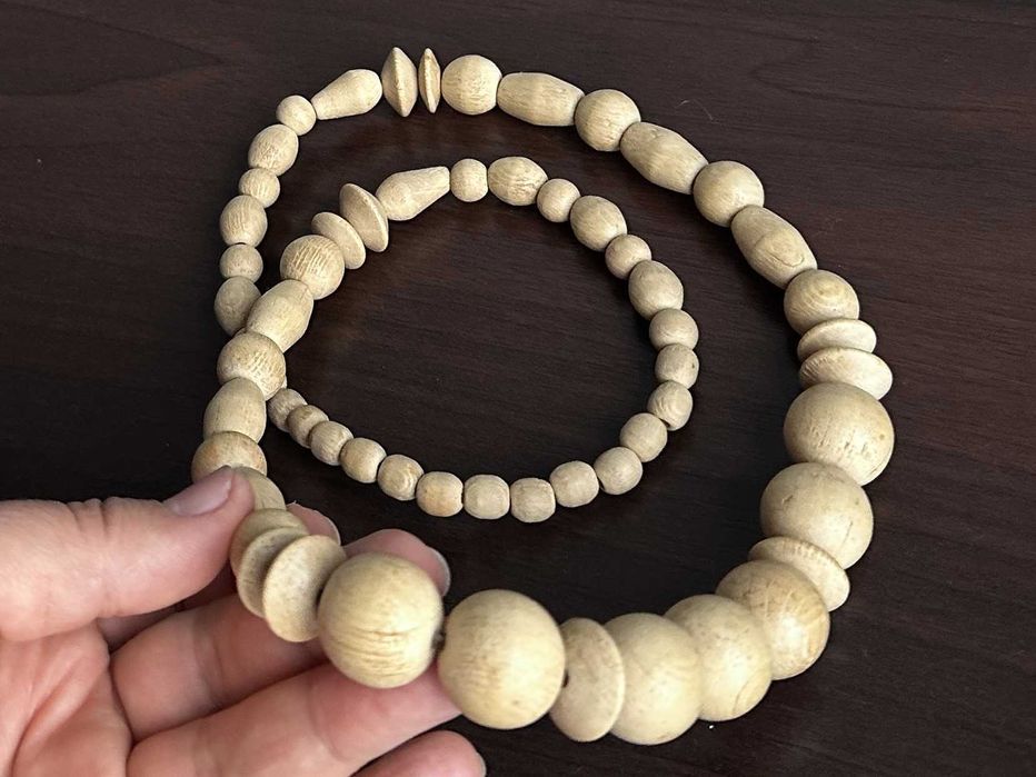 Намисто, буси з натуральної деревини 80 см