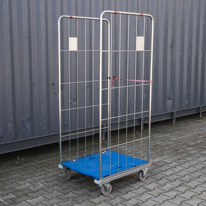 Rollkontener (rollcage, rollbox) wózek siatkowy transportowy niebieski