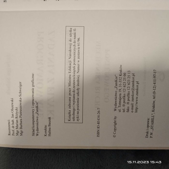 "Programowane zadania z fizyki" Jadwiga Salach ZamKor