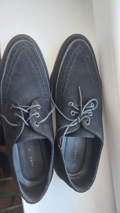 Męskie czarne buty skórzane zamszowe zara