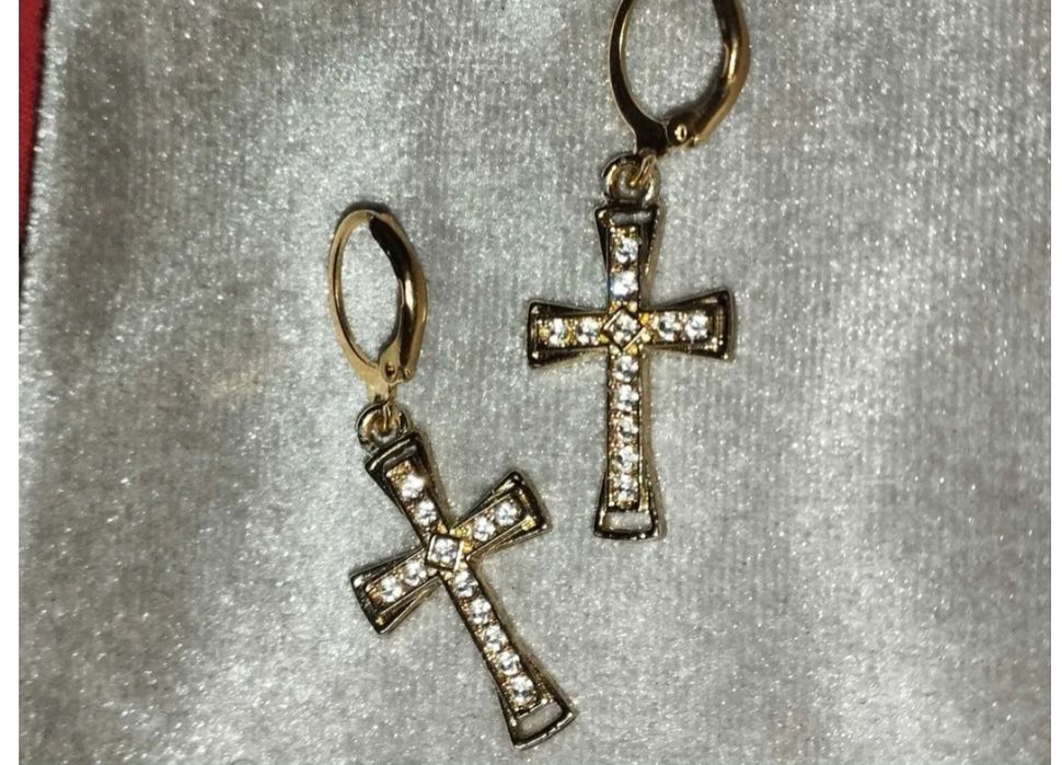 Сережки Кришталевий хрест  сережки-підвіски зі стразами