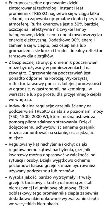 Promiennik podczerwieni grzejnik 2000 W z pilotem
