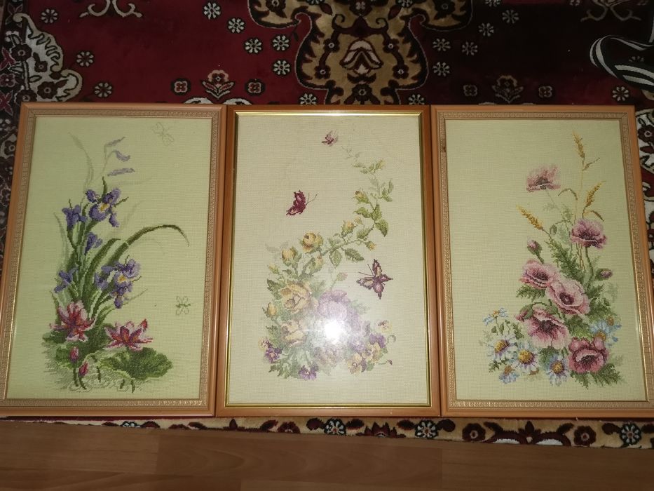 Вишивка хрестиком триптих "Польові квіти"
