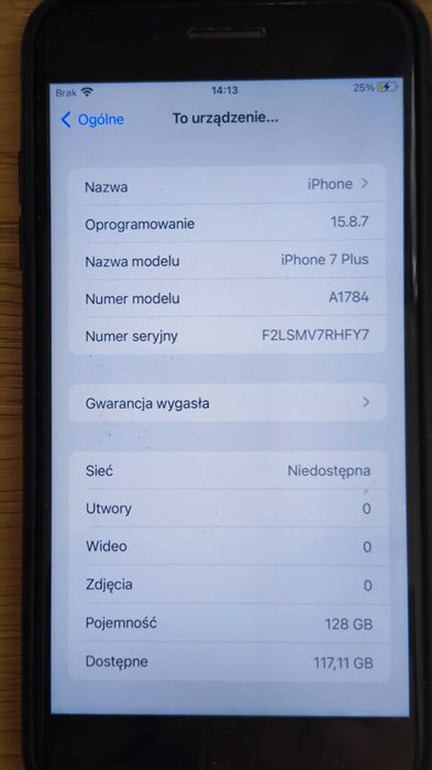iPhone 7 plus 3/128 GB A1784 czarny, nowy iOS 15.8.7, zadbany, etui