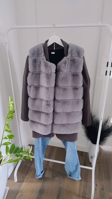 Futrzana kamizelka bezrękawnik roz L/XL